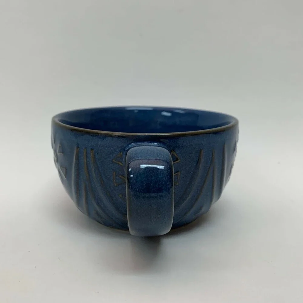Pier 1 Pier One Coffee Cup Mug Blue Stoneware Dishwasher Microwave Safe MINT!
